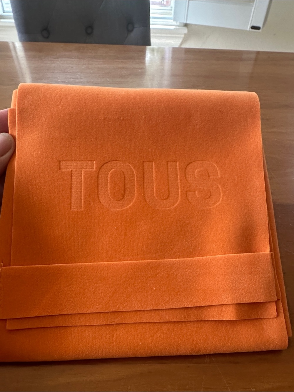 TOUS Orange Folded Felt Pouch with Embossed Logo
